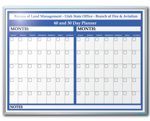 Utah Bureau of Land Management 30 and 60 Day Planner Markerboard